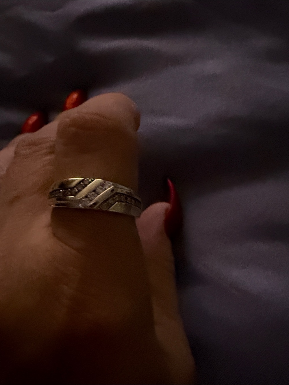 Sterling Silver Chevron Men's Ring - Silver